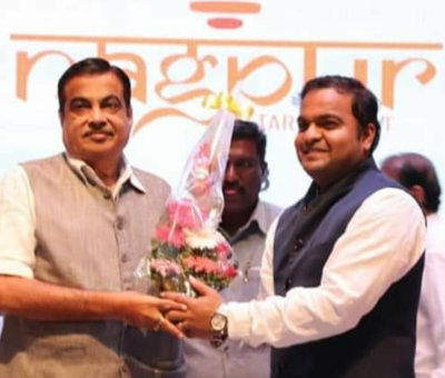 Nitin Gadkari and Ketan Mohitkar at Nagpur Startup Fest 2018